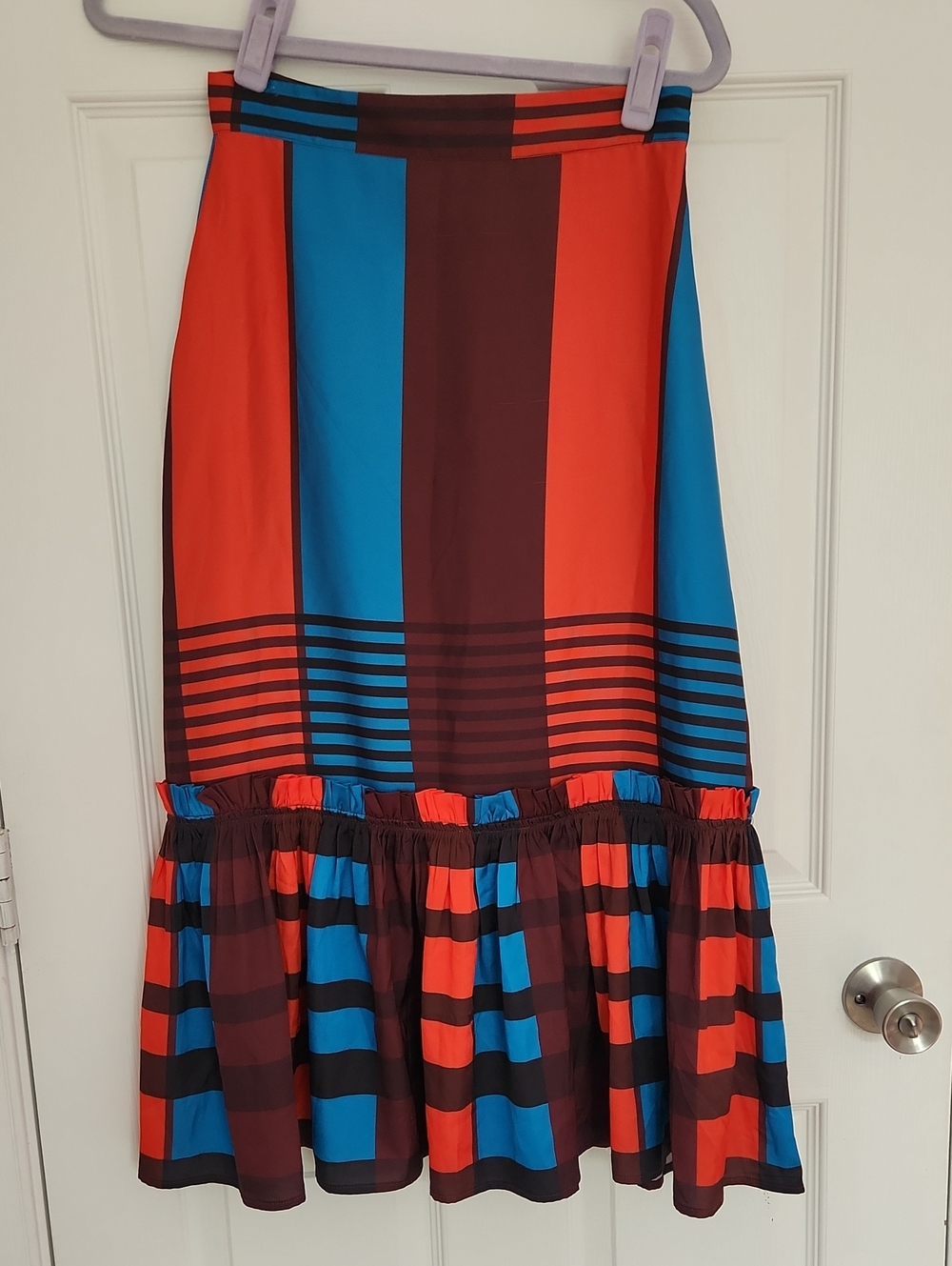 Anthropologie Eva Franco Flounced Midi Skirt Striped Boho Bold